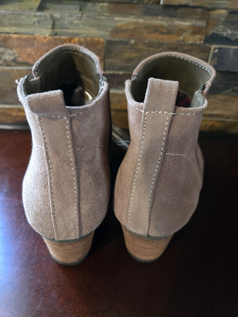 Naturalizer Taupe Suede Ankle Booties with Block Heel - Picture 3 of 7